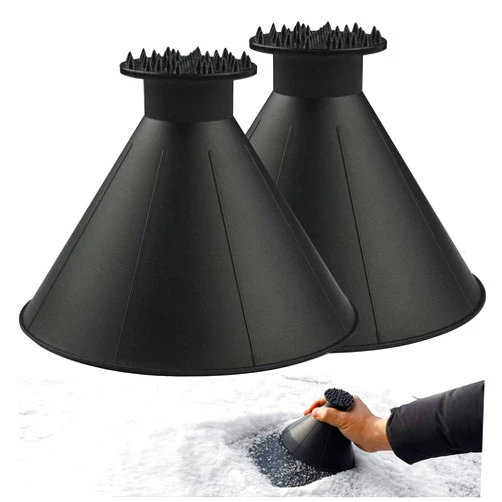 CLESDF Magical Ice Scrapers for Car Windshield - 2 Pack Cone Magic Car Ice Scraper with Funnel, Round Snow Scraper