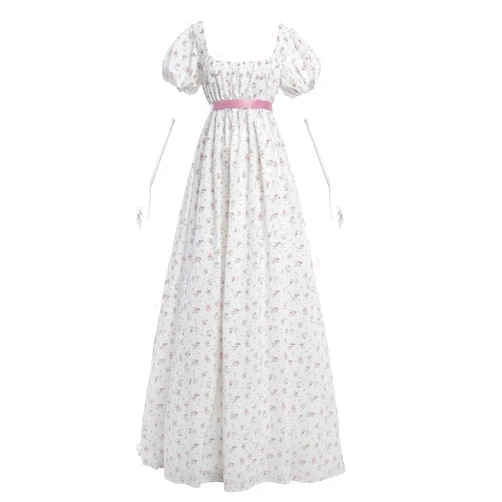 Nuoqi Regency Dresses for Women Floral Regency Era Dress Empire Waist Long Tea Party Dress