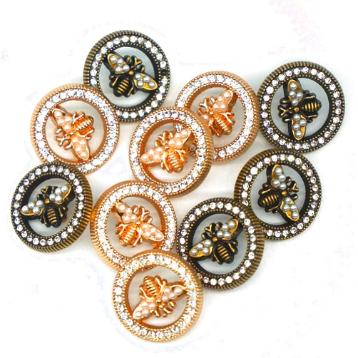 Clyaiylc 10pieces 18mm/0.71inch Light Luxury Metal Hand Sewn Foot Button Shirt Button Sweater Cardigan Knit Button Multiple Styles Available (Little Bee)