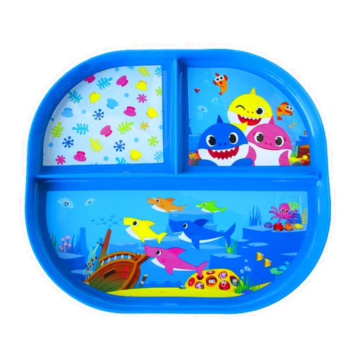 Show-Offs Reversible Character BPA Free Plate - 8 x 7 Inches (BabyShark), Medium