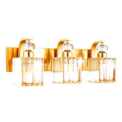 Vikdio Modern Gold Crystal Bathroom Vanity Light, 3-Lights Bathroom Light Fixture Over Mirror - Luxurious Gold Finish, Elegant Crystal Design, Perfect Bathroom Wall Lighting (3 LED Bulbs Included)