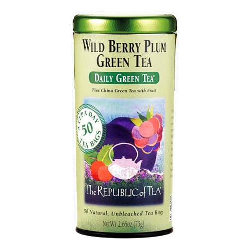 The Republic of Tea Wild Berry Plum Green Tea, 50-Count