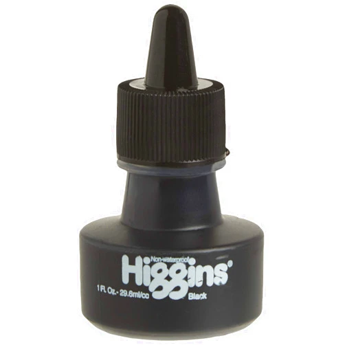 Higgins Pigmented Drawing Ink, Black, 1 Ounce Bottle (44021)