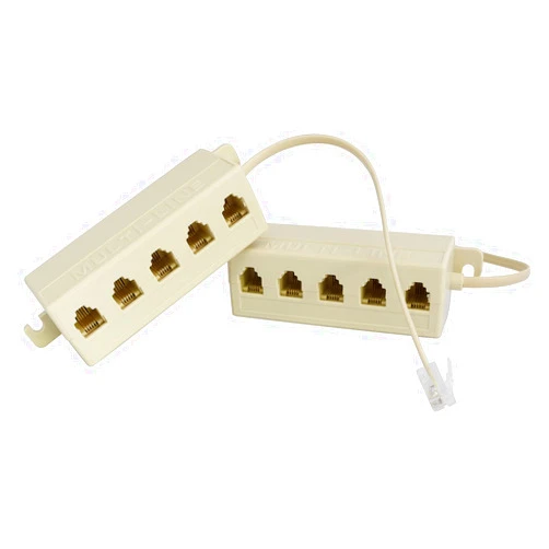 Longdex Five-Way Phone Splitter 2PCS RJ11 6P4C Telephone Line 1 Male to 5 Female Modular T Adapters Jacks