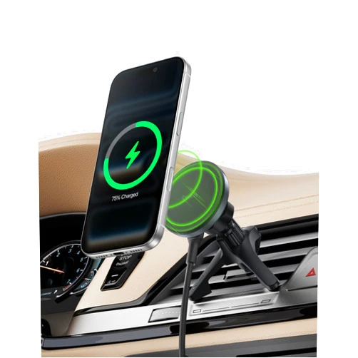 Belkin Wireless Car Charger, Magnetic Car Vent Mount w/ 1M USB C Cable, Qi2 MagSafe Compatible Fast Charging iPhone Charger for iPhone 17, Galaxy S25, Pixel 10, & More - Travel Accessories - Black