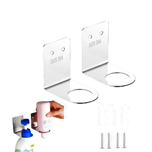 BiJun Soap Bottle Dispenser Holder,Wall Mounted Pump Hand Stand Hanging Jar Hanger Rack Shampoo Standing Shelf Storage Holder Lotion Container for Kitchen Bathroom