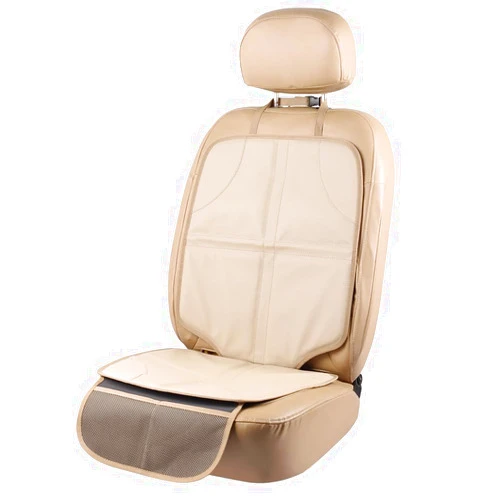 Viaviat Leather Car Seat Protector for Booster Durable Waterproof Protector Mat Large Auto Seat Cover with Storage Pocket for Child Toddler Safety Seat Baby Basket (Beige)