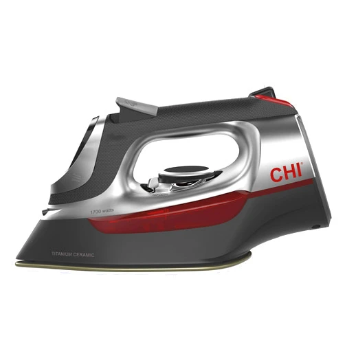 CHI Steam Iron for Clothes with 8’ Retractable Cord, 1700 Watts, 3-Way Auto Shutoff, 400+ Holes, Professional Grade, Electronic Temperature Control, Titanium Infused Ceramic Soleplate, Silver (13102)