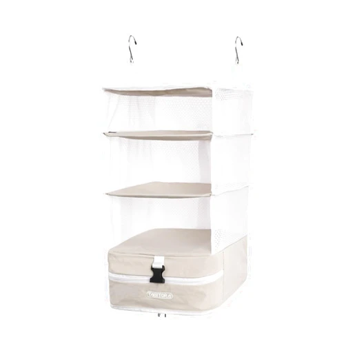 TABITORA Portable Hanging Travel Shelves Bag Packing Cube Organizer Suitcase Storage Large Capacity (Cream white L)