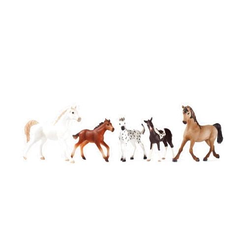 Schleich Horse Club 5-Piece Horse Collector Horse Gift Set for Girls and Boys Ages 5+, Including Pinto Foal, Knabstrupper Foal, Mustang Foal, Arab Mare and Pintabian Mare Toy Horse Figurines