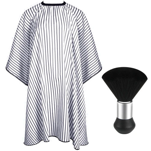 FEBSNOW Professional Hair Cutting Cape with Neck Duster Brush, Salon Barber Cape, Hair Cutting Accessories (Stripe)…