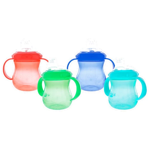Nuby Plastic Two-Handle No-Spill Grip N' Sip Cup with Soft Spout, 10 Ounce, Colors May Vary