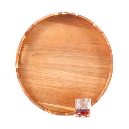 GinSent Round Wooden Serving Tray with Handles,20