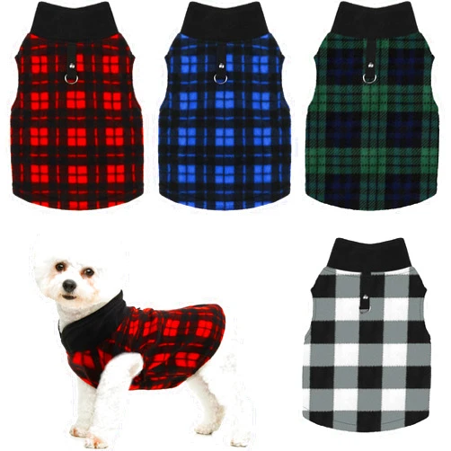 Silkfly 4 Pieces Winter Dog Clothes Fleece Dog Vests Pullover Pet Dog Sweaters with Leash Ring for Small Medium Dog Cat(S(Neck:10.2-11