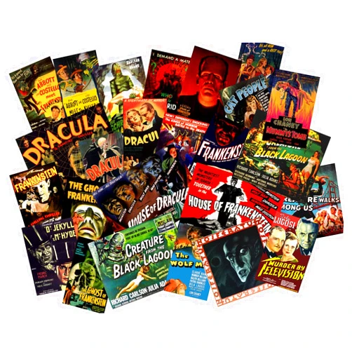 Starbase79 Classic Universal Monsters Movie Posters Vinyl Stickers - Set of 25 Monsters Dracula Nosferatu Frankenstein Wolf Man Creature from Black Lagoon