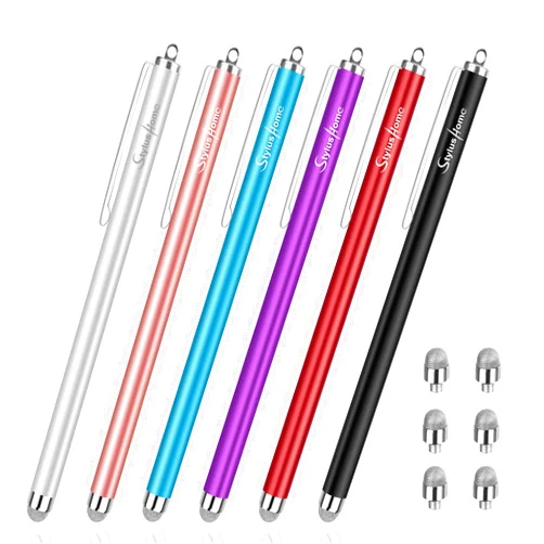 StylusHome Stylus Pens for Touch Screens (6 Pcs), Sensitivity Capacitive Stylus Fiber Tips Touch Screen Pen with 6 Extra Replaceable Tips for for iPad iPhone Tablets All Universal Touch Devices