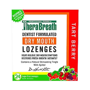 TheraBreath Dry Mouth Lozenges with ZINC, Tart Berry Flavor, 24 Lozenges 24 Count (Pack of 1) Tart Berry