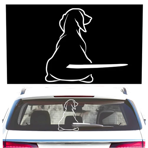 Yourkar Dog Moving Tail Decal, Waterproof Cartoon Funny Dog Moving Tail Stickers, Cute Animal Puppy Auto Rear Window Wiper Sticker, Universal Exterior Decor Car Accessories (White)