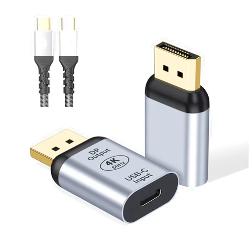 XinYaa USB C to DisplayPort Adapter with USB C Video Cable, 4K@60Hz Uni-Directional USB C Female to DP Male Adapter, Thunderbolt 4/3 to DP Converter Compatible with i-/Phone 17, Galaxy, MacBok Pro- 1 Pack