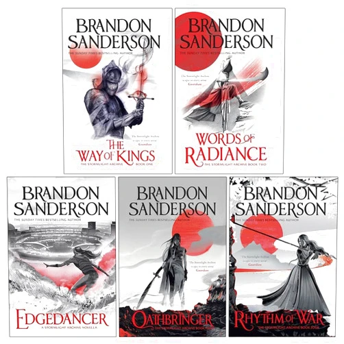 By Brandon Sanderson (Author) The Stormlight Archive Series 5 Books Collection Set by Brandon Sanderson (The Way of Kings Book 1, Words of Radiance Book 2, Oathbringer Book 3, Rythm of War Book 4 & Edgedancer)