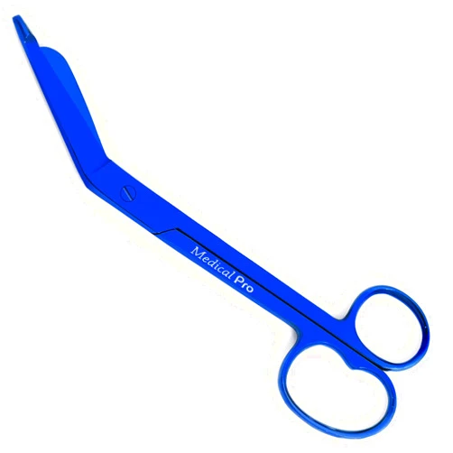 JCKEL Medical PRO-Medical and Nursing Lister Bandage Scissors with ONE Large Ring ;-Blue Titanium-Supreme Grade, Made of High Grade Surgical Stainless Steel, 7.5