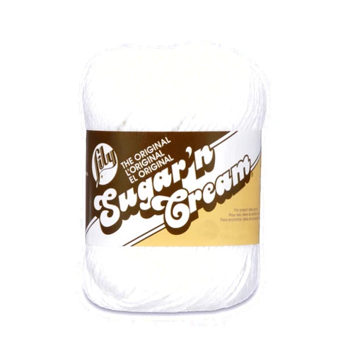 Lily Sugar 'N Cream The Original Solid Yarn, 2.5oz, Medium 4 Gauge, 100% Cotton - White - Machine Wash & Dry