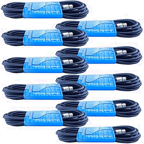 MCSPROAUDIO 10 Pack of 25 Foot Male to Female 3 Pin XLR Microphone Audio Cables
