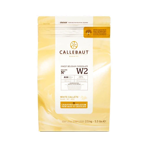Callebaut Recipe No. W2 Finest Belgian White Chocolate With 28% Cacao, 22% Milk, 5.51 Pound