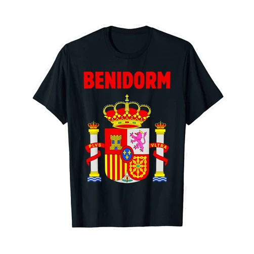 Group Spanish Holiday and Spaniard Beach Trip Benidorm Patriotic Spain Emblem And Espana Symbol T-Shirt