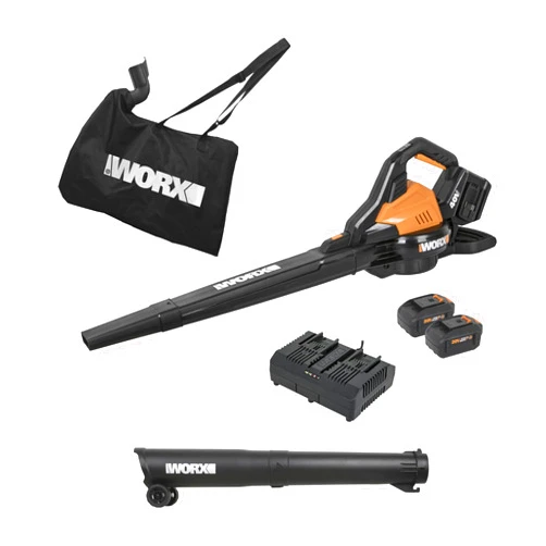 WORX 40V Leaf Blower Cordless with Battery & Charger, 3-in-1 Blower for Lawn with Vacuum and Mulcher, Cordless Leaf Blower with Brushless Motor, 2-Speed Control WG583 – 2 Batteries & Charger Included