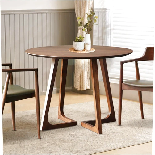 JNMDLAKO Walnut Round Dining Table for 4, 35.4