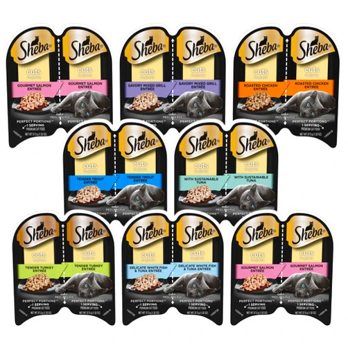 The Drayce Place Gourmet Wet Cat Food Cuts Variety Pack 8 Twin Pack Trays, 16 Servings + TDP Sticker