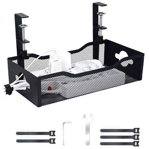 G.Sumiker Large Under Desk Cable Management - 13.4 * 7inch Wide Cable Management Tray for Under Desk,No Need for Drilling,Perfect for Home Office Cable Management Under Desk