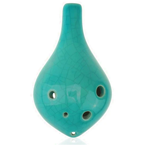 OcarinaWind 6 Hole Ocarina Ceramic Ocarina Wine Bottle Style Ice Crack Glazed Craft China Blue - Alto C, Gift Idea