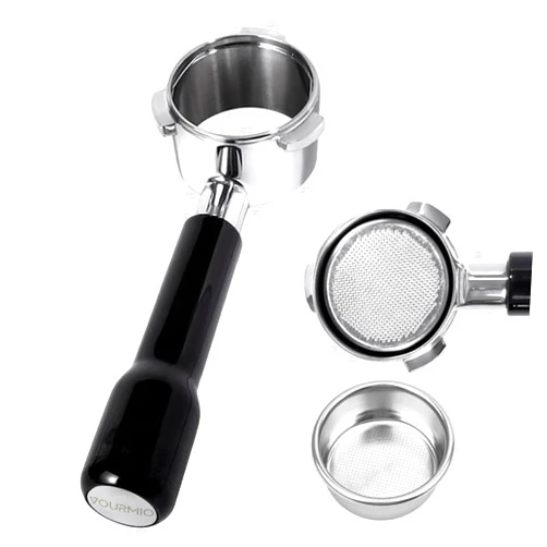 VOURMIO 54mm Bottomless Portafilter - 3 Ears with Stainless Steel Filter Basket, Fits Breville Barista Express, Pro, Touch, Bambino Plus, Infuser (880BSS, 870XL, 878BSS, 500BSS, 840XL), Black