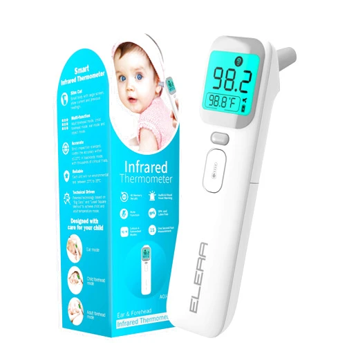 Elera Ear Thermometer for Kids, Baby Thermometer with Forehead and Ear Mode for Adults, Infant, Kids and Toddler, Touchless and 1 Second Reading with Fever Alarm and Mute Function, LCD