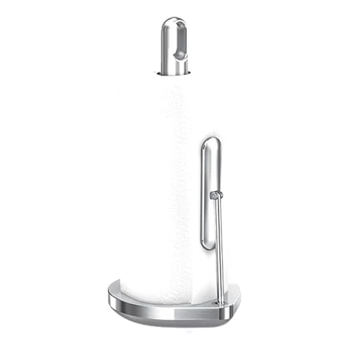simplehuman Tension Arm Standing Paper Towel Holder, Heavy-Duty, Easy One-Handed Tear, Countertop Kitchen Paper Towel Dispenser, Brushed Stainless Steel