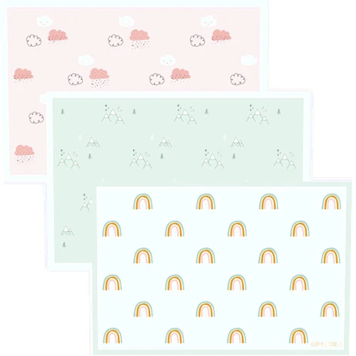 Hippypotamus Disposable Placemats Baby - Pack of 45 BPA Free Table Toppers for Kids and Toddlers - Extra Sticky Travel Mat for Restaurant (Cream/Sage/Blush)