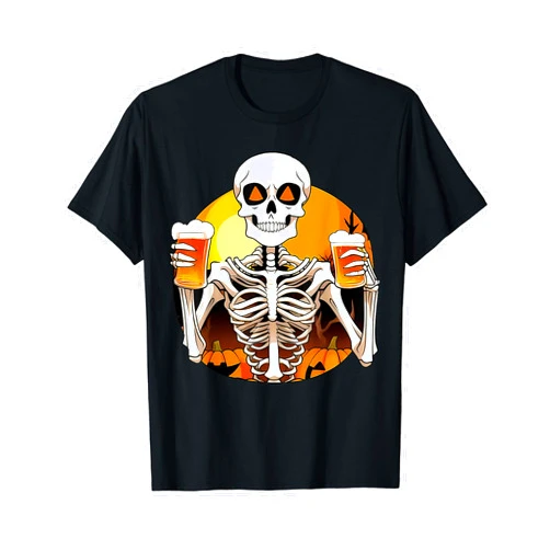 Beer Funny Drinking Halloween Skeleton Hands Beer Funny Drinking Halloween Women's T-Shirt