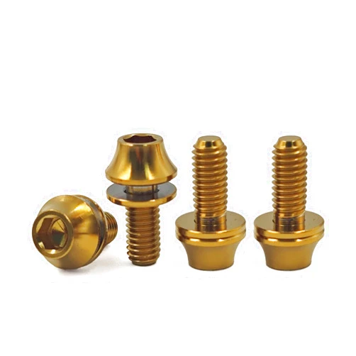 Maxiulan M5x12mm Titanium Bolts with Washers MTB Bike Bicycle Water Bottle Cage Hex Screws Set of 4 (Gold)