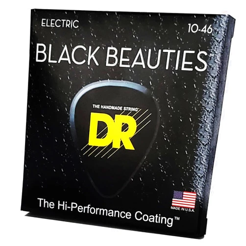 DR Strings Electric Guitar Strings, Black Beauties - Black Coated, 10-46