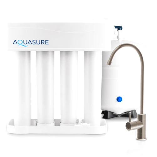 Aquasure Premier 4-Stage RO Reverse Osmosis Under Sink Drinking Water Filtration System | Removes 99% of Contaminants | 75 GPD, Leak-Proof, Quick Change Filters, with Tank & Brushed Nickel Faucet