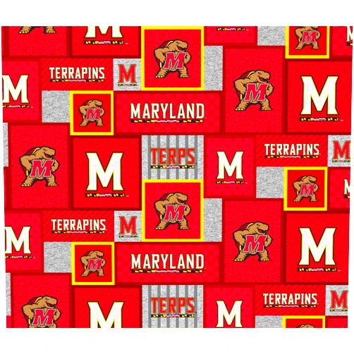 SYKEL ENTERPRISES University of Maryland Fleece Blanket Fabric with New Patch Design-Sold by The Yard-SYKEL NCAA Fleece Fabric
