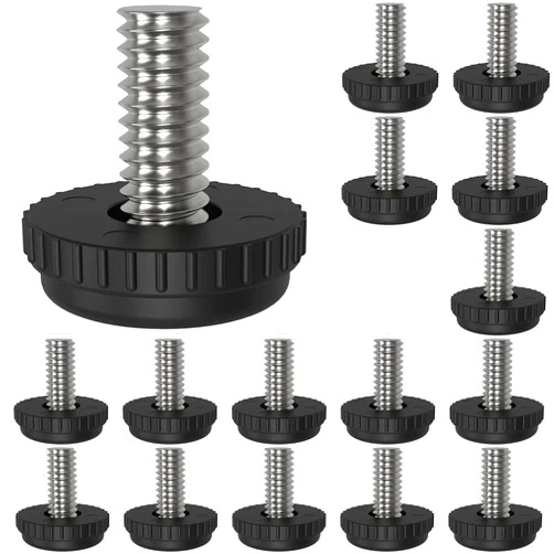 KOMOHOM 16 Pack 5/16-18 Stainless Steel Screw-in Furniture Levelers, Adjustable Furniture Levelers Screw in Threaded,Threaded Leveling Feet Glides for Table, Chair, Furniture Legs