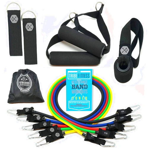 Tribe Resistance Bands Set for Men, Women, Exercise & Workout. Fitness Bands for Leg & Bicep Work. Workout Bands for Working Out. Stretch Bands for Physical Therapy. Strength Bands. Elastic Weight Training.
