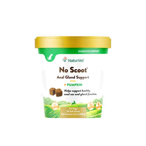 NaturVet - No Scoot for Dogs - 60 Soft Chews - Plus Pumpkin - Supports Healthy Anal Gland & Bowel Function - Enhanced with Beet Pulp & Psyllium Husk