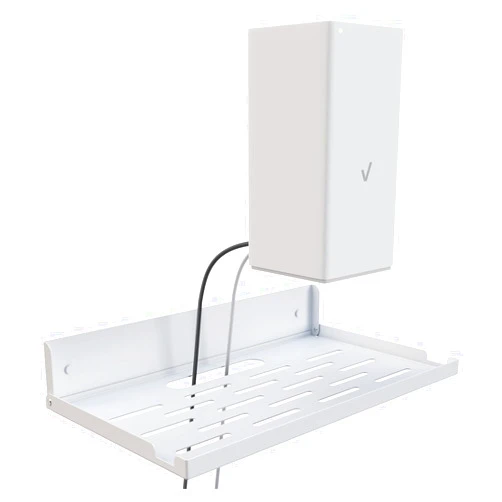SKIKEN Router Shelf Wall Mount Foldable - 14-inch Floating Metal Shelf w/Cable Hole & Heat Vents - Fold Up Space-Saving Holder for Modem Router/WiFi Fit/TP-Link Deco & TV Boxes (14