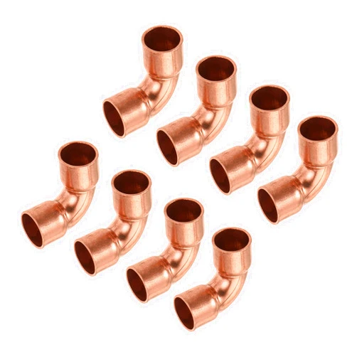 MECCANIXITY 90 Degrees Elbow Copper Pipe Fitting Brazing Connection 5/16 Inch ID for HVAC Cooling Equipment, Pack of 8