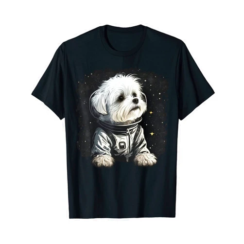 Maltese dog lover apparel for Bichon Maltais owner Outer Space Maltese dog on Galaxy Astronaut Maltese dog T-Shirt