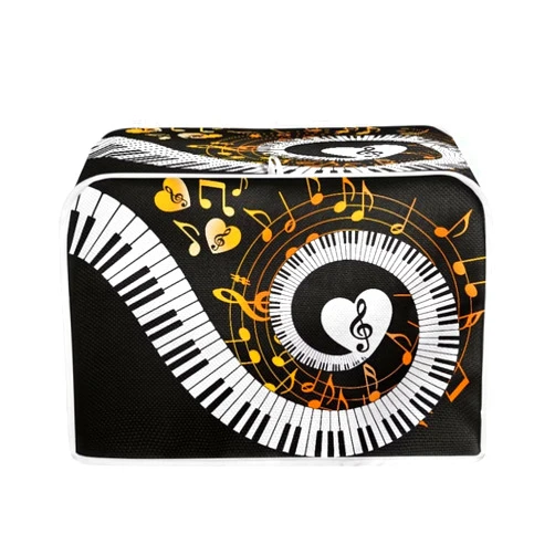 JUDENTIDOS Toaster Cover 4 Slice Piano Keys Music Notes Print Small Appliance Covers Organizer Toaster Bag Bread Maker Cover Washable Toaster Oven Cover